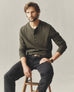 Men's Premium Slub Long Sleeve Henley - Deep Olive